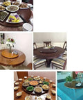Solid Wood Lazy Susan Turntable For Dining Table And Kitchen Countertop Storage Round Rotating Serving Plate Multiple Size Options