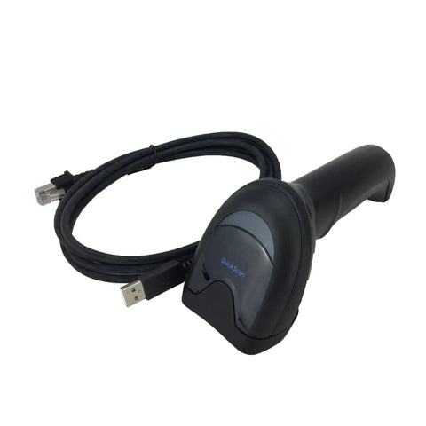 QD2590 Handheld Corded Barcode Scanner Kit for 1D, 2D, and Postal Codes, IP52 Black with USB Cable