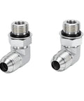 One Half Inch 37 Degree Flare Male To SAE ORB 90 Degree Elbow Connector with two angles