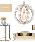 Gold Pendant Light Fixture With Adjustable Chain For Girl Room, Nursery And Bedroom, Totally Elegant White Flower Chandelier