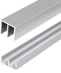 Metal Sliding Door Track Set For One Quarter Inch Thick Panels Ideal For Glass Cabinet Doors And Windows, 36 Inch Long By 0.79 Inch Wide, Silver Finish, Rustproof Aluminum Construction, Smooth Quiet Operation And Easy Installation side view.