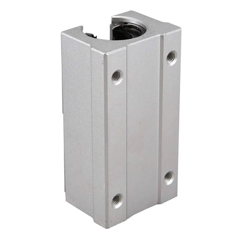 Beefed Up SBR16LUU Linear Bearing Pillow Block Set For CNC And 3D Printer Upgrades, 16mm Inner Diameter, Aluminum Alloy, Durable Precision Hardware For DIY Machining And Tools, Includes 2 Pieces. Silver aluminum SBR16LUU linear bearing pillow block for 16mm shafts.