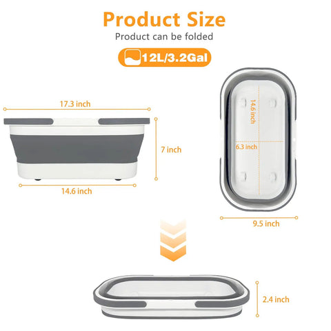 Collapsible Rolling Bucket With Four Wheels 12L Mop Bucket For Home Cleaning Camping And RV Lightweight Portable dimensions