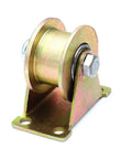 Smooth Rolling Heavy Duty Track Wheel For Sliding Gate Roller With Galvanized Steel Caster and Fixed Guide Rail, side view.