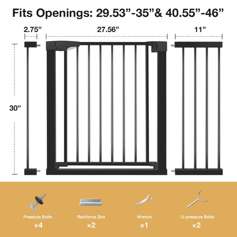 Adjustable Baby Gate For Stairs And Doorways, 30 Inches Tall, Fits Openings From 29.53 To 35 Inches Or 40.55 To 46 Inches