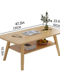 Rustic Vintage Industrial Rectangle Coffee Table With Double Layer Open Storage Shelf For Living Room side view with measurements