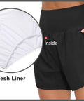 Women's High Waist Running Shorts With Liner For Athletic Training And Hiking Zip Pockets And Back Pocket Secure No Roll Waistband