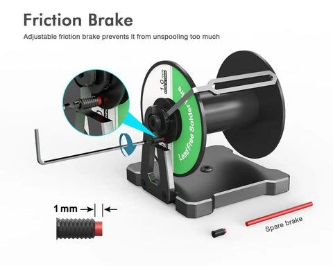 Heavy Duty Reel Stand Dispenser For Solder Wire Spools And Magnet Wire Rolls with friction brake mechanism
