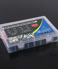 Top Shelf Open Barrel Copper Ring Lug Terminals And Heat Shrink Tubing Assortment Kit in plastic organizer with 300 pieces.