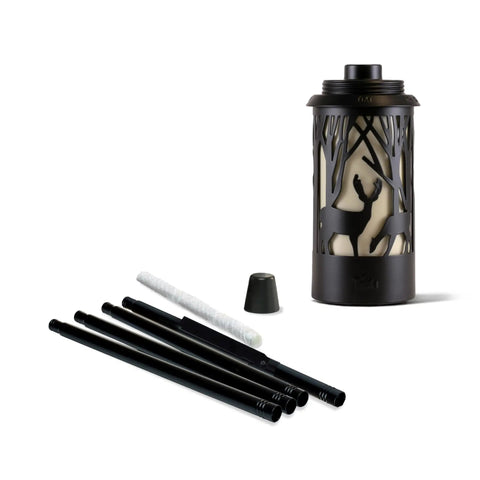 Hunter Metal 64.5 Inch Torch Two Pack For Patio Backyard Lawn Decor Black Finish With Easy Installation Fiberglass Wick