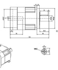 Top Shelf 5 Arcmin High Precision Helical Planetary Reducer Gearbox Featuring Dead On Ratios From 3:1 To 10:1 crafted for Nema34 motor, technical drawing.