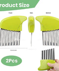 Front view: Aphohome 2-pack stainless steel crinkle cutters with green handles for vegetables