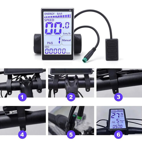 M5 LCD E Bike Display 5 Pin 24V 36V 48V 60V For 31.8Mm And 22.2Mm Ebike Panels, Rugged ABS Bike Computer Meter, E Scooter Screen, Ride Ready Durable E Bike Dashboard Gauge For Power, Speed And Battery