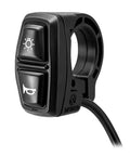 Universal Motorcycle Handlebar Control Switch With Integrated Headlight And Horn Toggle For A Plug And Play Install to Level Up Your Ride Game And Keep Those Handle Controls Slick And Reliable, close-up of black toggle switch.