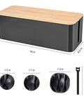Wooden Style Large Cable Management Box For Hiding Wires And Power Strips, Desk And Computer Cord Organizer, Safe ABS, Black