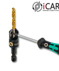 Knock Out Clean Mortises Fast With These Bad Boys Precision Replacement Carbide Inserts And Socket Screws Designed For Indexable Countersink Bits, showing gold drill bit and socket screw.
