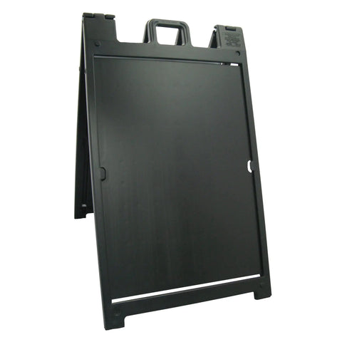 Signicade Deluxe A Frame Double Sided Folding Sidewalk Sign With Quick Change System shown in black, durable and all weather
