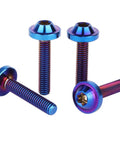 Grade Five Titanium Bolts For Bike And Moto Mods Button Torx Head Screws With Knockout Rust Resistance in slick burnt blue finish.
