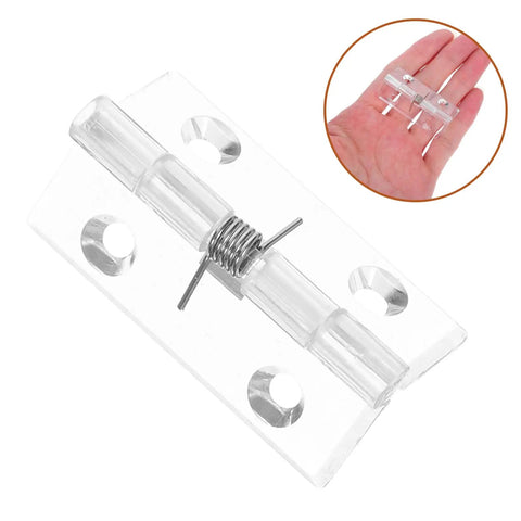 Close-up of Two Pack Automatic Hidden Door Hinges With Spring Loaded Self Closing For Residential Use Concealed Crystal Clear Interior Hinges 45x35mm