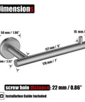 Dimensions diagram of Sturdy 304 Stainless Steel Toilet Paper Holder With 5 Inch Roll Capacity, Brushed Nickel Wall Mount, Rust Resistant