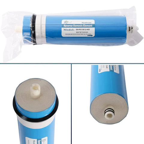 Beefed Up 400 GPD RO Membrane Housing Kit reverse osmosis element close-up, model EM-RO-3012-400 visible