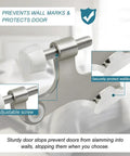 Built Like A Tank Hinge Pin Doorstops 8 Pack Brushed Nickel Adjustables detailed view with adjustable screw and rubber tips.