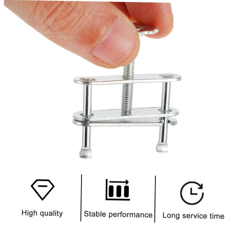 Close-up of 10 Pack Adjustable Swivel Flow Control Tubing Clamps With Spiral Screw Handle Flatjaw Pinch Clips for laboratory use.