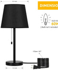Modern Black Bedside Lamps Two Pack for Bedroom and Living Room With Pull Chain Switch, 20 x 9.5 x 5.9 inch dimensions