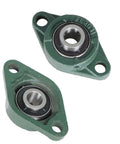 Ten Pack UCFL202 10 Pillow Block Bearings With Five Eighth Inch Bore Mounted Two Bolt Self Aligning Pillow Blocks For Industrial Machinery And Conveyor Systems, green cast iron