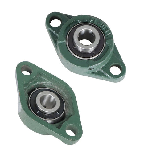 Ten Pack UCFL202 10 Pillow Block Bearings With Five Eighth Inch Bore Mounted Two Bolt Self Aligning Pillow Blocks For Industrial Machinery And Conveyor Systems, green cast iron