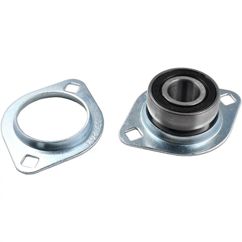 Close-up of Three Quarter Inch Pressed Steel Flange Bearing Two Bolt Mounted SBPFL204-12 SBSFL204-12 for dump truck tarp systems.