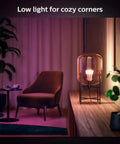 Smart 60W Equivalent A19 LED Bulbs Pack With White And Color Ambiance lighting cozy living room corner with lamp