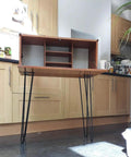20 Inch Hairpin Table Leg Set With Half Inch Diameter Three Rods Black Mid Century Metal Furniture Feet Installed on Desk