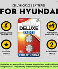 Hyundai Key Fob Replacement Batteries Pack Of 2 For Remote Fobs, Deluxe CR2032, Long Lasting, Fits A Wide Range Of Hyundai Models
