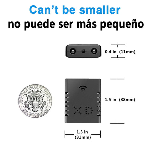 Size comparison of Ultra Mini WiFi Spy Camera Hidden Nanny Cam With Motion Detection And Night Vision Full HD Video For Home Security.