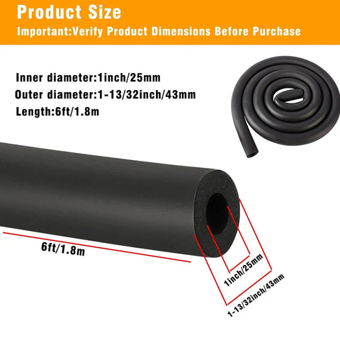 Insulation Foam Tube for Pipes and Gear One Inch Inner Diameter and One Thirteen Thirty Second Inch Outer Diameter Six Feet Long
