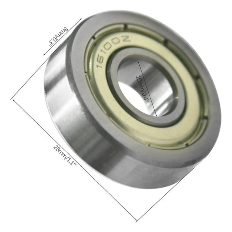 Close-up of Two Pack 16100Z Deep Groove Ball Bearings 10 x 28 x 8mm Metal Shielded with Double Shields for upgrades