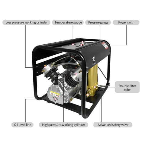 Tuxing 4500 Psi Pcp Air Compressor With Built-In Two-Stage Water-Oil Separator Filter, Auto-Stop Feature For Paintball And Scuba Tanks, 110V Power, High Pressure Performance At 30mpa Capacity