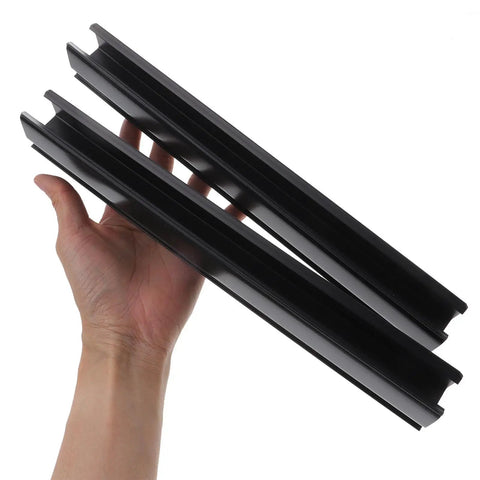 Hand holding 2 Pack Golf Cart Windshield Clips and Edge Trim Strip Set for quick installation, durable black plastic, no tools needed.