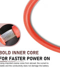Hella Tough Heavy Duty Jumper Cable Replacement Compatible With Most Portable 12V Car Jump Starters featuring bold inner core and red silicone cable.