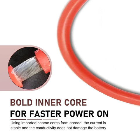 Hella Tough Heavy Duty Jumper Cable Replacement Compatible With Most Portable 12V Car Jump Starters featuring bold inner core and red silicone cable.