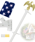 Sturdy 6 Foot Stainless Steel Garden Flag Pole Kit With Holder For Outdoor Use Includes 3x5 US Flag And Eagle Topper Weatherproof Flagpole