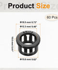 60 Pack Nylon Wire Grommets for Cables and Hoses, Easy Install With 15.8mm Mounting Hole, dimensions shown