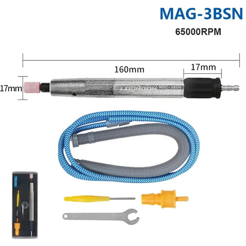 Pro Grade Pneumatic Die Grinder Air Tool Set featuring knockout grinding with accessories and hose for efficient use in workshops.