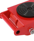 Four Pack Heavy Duty Machinery Rollers With Thirteen Thousand Two Hundred Lb Capacity showing red roller skate detail for smooth movement.