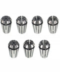 ER11 Spring Collet Set for CNC Milling and Engraving 1 16th Inch to 1 Quarter Inch Carbon Steel 7 Pack displayed.