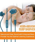 Ultra Soft Sleep Earplugs With Noise Isolation shown beside sleeping couple, lightweight blue silicone for side sleepers, meditation, and air travel.