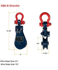 8 Ton Snatch Block With Shackle Crane 6 Inch Sheave For Three Quarter To Seven Eighth Inch Wire Rope Tow Axle Lift Truck