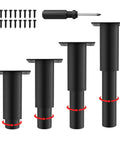 Tough As Nails Adjustable Furniture Leg Set Of Four 4.72 To 7.08 Inches For Cabinets, Sofas, Beds And More, Black Metal Legs With Screws