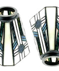 Two Pack Tiffany Style Stained Glass Lamp Shade Replacement for Ceiling Fans White and Blue 4.3 Inch Width and 5 Inch Height